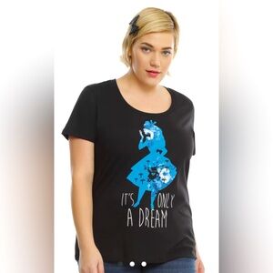 Disney Alice In Wonderland Only A Dream graphic tee T-Shirt Plus Size black top